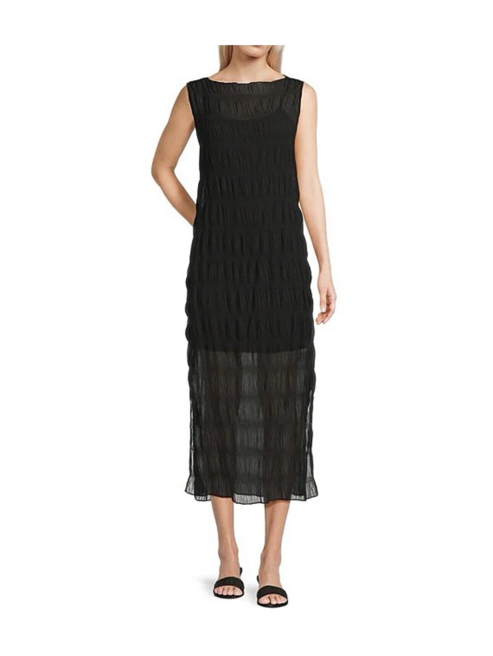 NWT Mod Ref Gauze Maxi Dress Womens Medium Black  Ruffle Sleeveless [COPY]